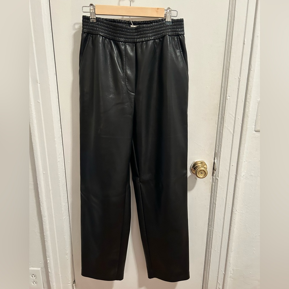 Aritzia Wilfred straight wide leg faux leather pants